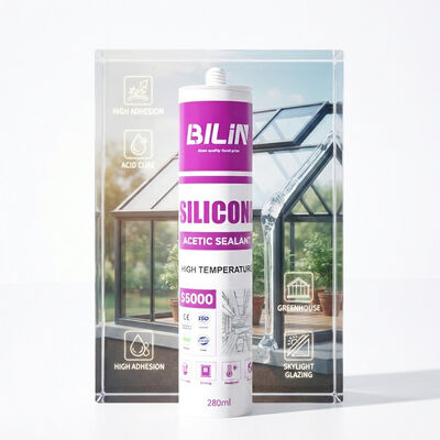 Qualité Colle en verre claire d'adhérence élevée de mastic de silicone de traitement acide à composant unique pour le vitrage de serre chaude et de lucarne usine